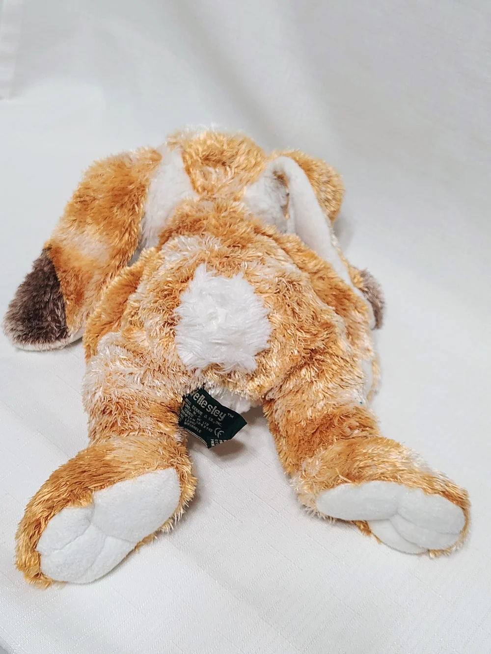 Russ Berrie WELLESLEY Bunny Rabbit Plush Floppy Ear Silky Shimmer Rust  White 9